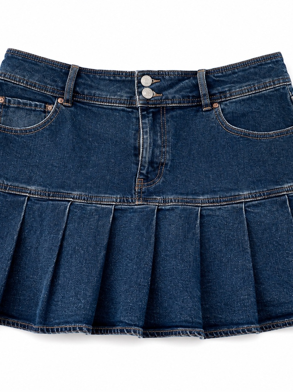 wild fable Dark Blue Denim Pleated Mini Skirt